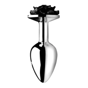Booty Sparks Black Rose - alumínium anál plug (ezüst-fekete)