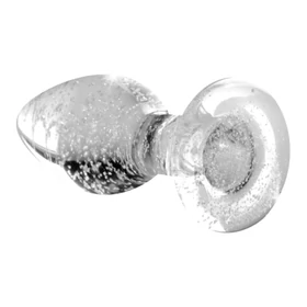 Booty Sparks Glow in the Dark M - üveg butt plug (átlátszó)