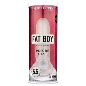 Perfect Fit - Fat Boy Micro Ribbed - péniszköpeny (15 cm, fehér)