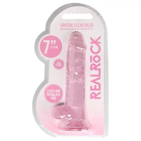 RealRock - átlátszó élethű dildó (pink, 17 cm)