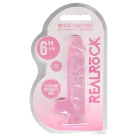 RealRock - átlátszó élethű dildó (pink, 15 cm)