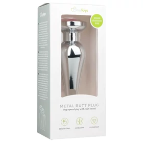 Easytoys Metal No.11 - pink köves kúp anál plug (ezüst, 3,5 cm)