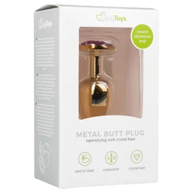 Easytoys Metal No.1 - lila köves kúp anál plug (arany, 2,5 cm)