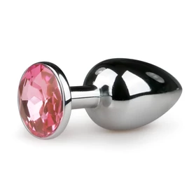 Easytoys Metal No.1 - pink köves kúp anál plug (ezüst, 2,7 cm)