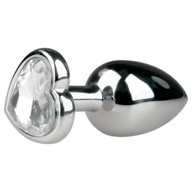 EasyToys Metal No.2 - anál plug szíves kővel (ezüst-fehér)