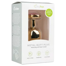 Easytoys Metal No.8 - anál plug szíves talppal (arany-pink, 3,5 cm)