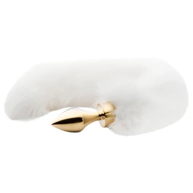 Easytoys Fox NO13 - fém butt plug rókafarokkal (arany-fehér)