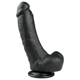 EasyToys - tapadókorongos, herés dildó (20 cm, fekete)