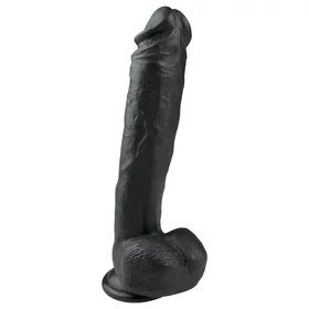 Easytoys - tapadókorongos, herés nagy dildó (26,5 cm, fekete)