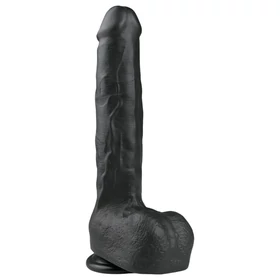 Easytoys - tapadókorongos, herés nagy dildó (29,5 cm, fekete)