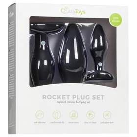 Easytoys Rocket - anál plug szett (fekete, 3 részes)