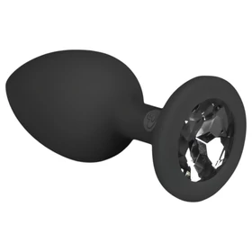 Easytoys Diamond - fehér köves anál plug (kicsi, fekete)