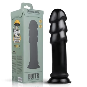 BUTTR Madbull Muzzl - tapadókorongos dildó (fekete)