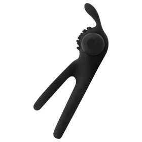 Easytoys Share Ring - vibrációs pénisz- és heregyűrű (fekete)