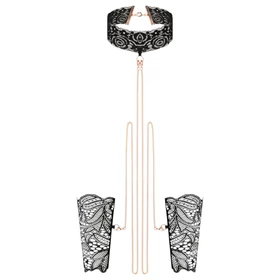 Rosy Gold - nyakörv és csukló bilincs (fekete)