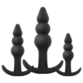 EasyToys - gömbös anál plug szett - 3 részes (fekete)