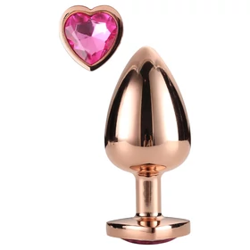 Gleaming Love - alumínium plug szív alakú kővel - M (rózsaarany)