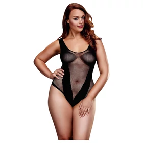 BACI Plus Size - rafinált, necc body (fekete, XL-XXL)