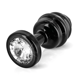 DIOGOL Anni - bordázott butt plug - fekete - (3cm)