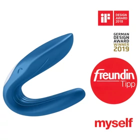 Satisfyer Double Whale - 2 motoros párvibrátor (kék)