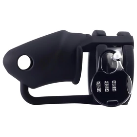 LOCK A WILLY - szilikon pénisz ketrec lakattal (fekete)