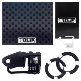 LOCK A WILLY - szilikon pénisz ketrec lakattal (fekete)