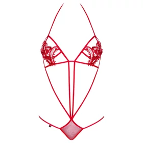 Obsessive Luiza - tulipános, pántos body (piros, S/M)