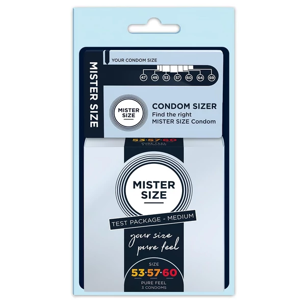 Mister Size óvszer Tesztcsomag Péniszmérővel - 3 db