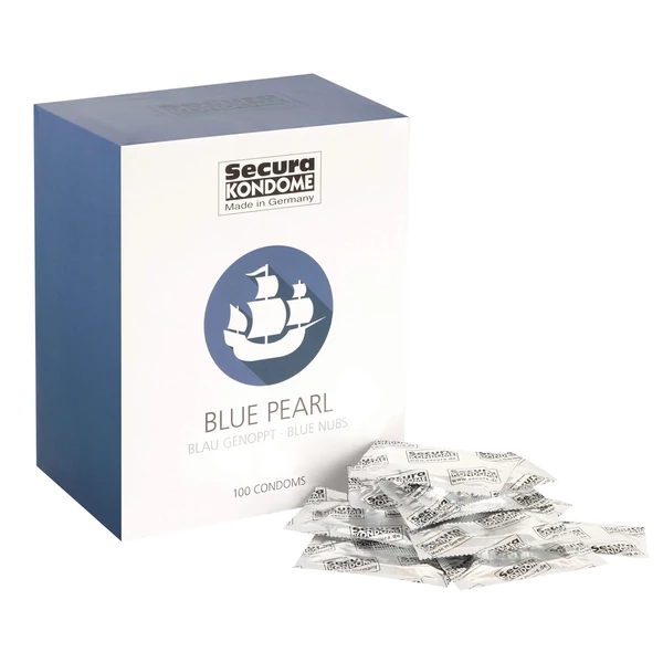 Secura Blue Pearl - gyöngyös kék óvszerek (100db)