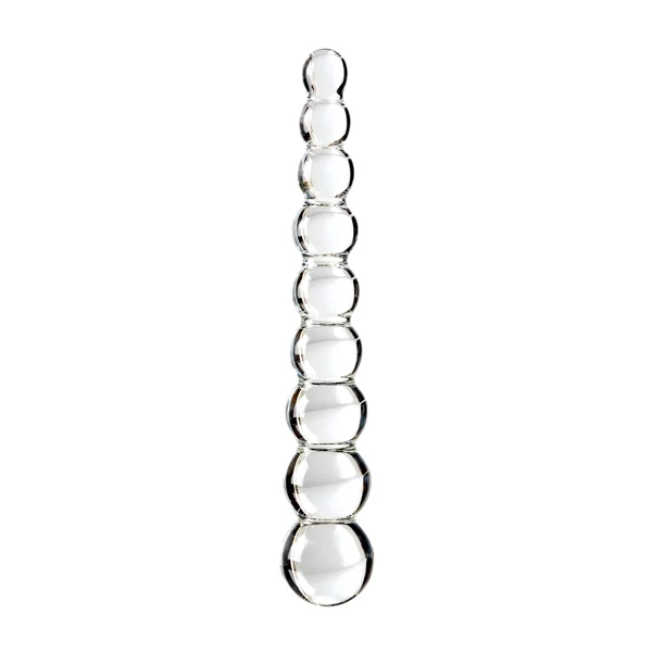Icicles No. 2 - gömbös üveg dildó (átlátszó)