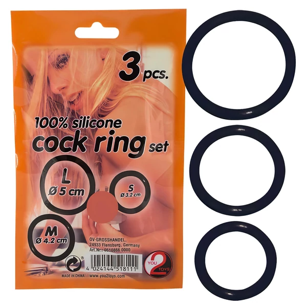 You2Toys - szilikon péniszgyűrű trió (fekete)
