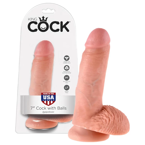 King Cock 7 herés dildó (18 cm) - natúr