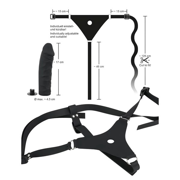 You2Toys - Silicone Strap-On - felcsatolható dildó (fekete)