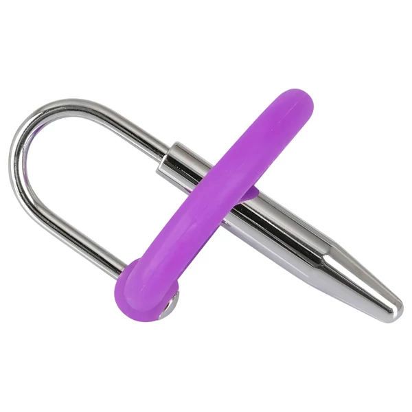 You2Toys - Penisplug - szilikon makkgyűrű kúpos dilátorrall (lila-ezüst)