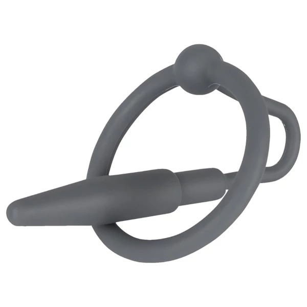 Penisplug - szilikon makkgyűrű kúpos dilátorral (szürke)