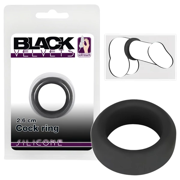 Black Velvets - vastagfalú péniszgyűrű (2,6 cm, fekete)
