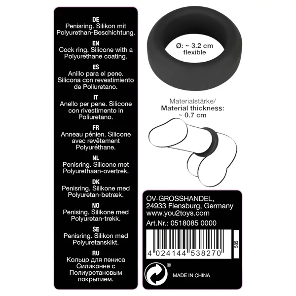 Black Velvets - vastagfalú péniszgyűrű (3,2 cm, fekete)