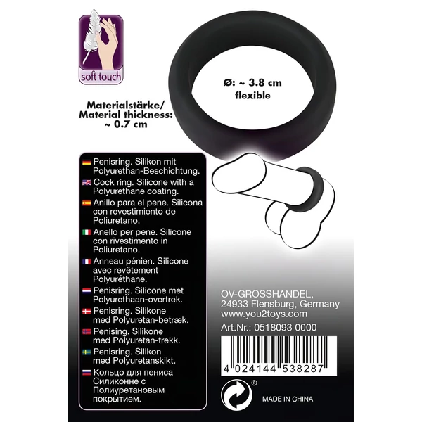 Black Velvets - vastagfalú péniszgyűrű (3,8 cm, fekete)