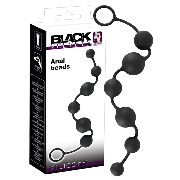 Black Velvets - 6 gyöngyös anál dildó (fekete)