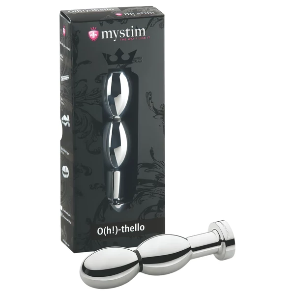 mystim O(h!)-thello - elektro, gömbös anál plug (ezüst)