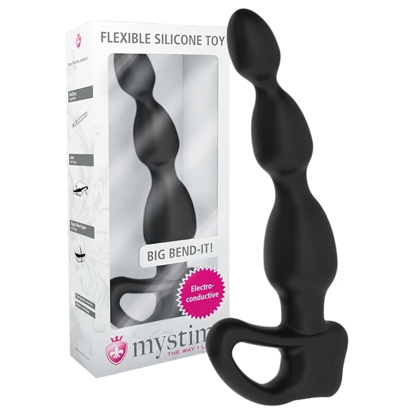 mystim Big Bend-it! - gömbös elektro anál dildó (fekete)