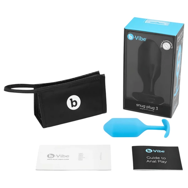 b-Vibe Snug Plug 3 - dupla golyós butt plug (180 g, kék)