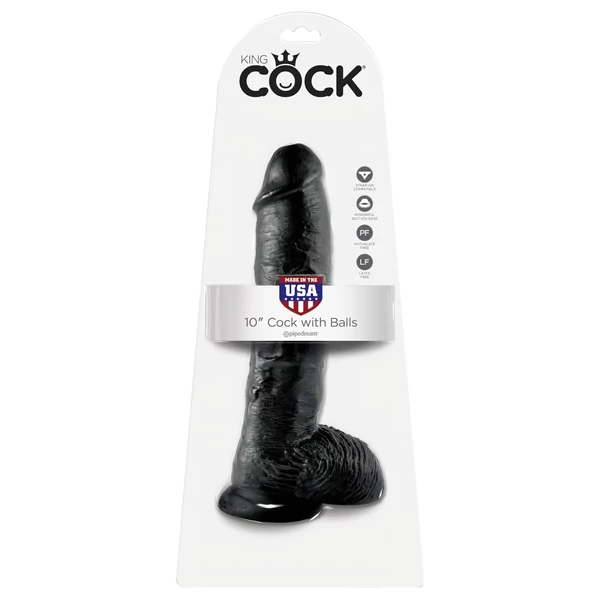 King Cock 10 herés dildó (25 cm, fekete)