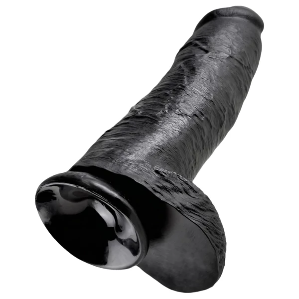 King Cock 12 herés nagy dildó (30 cm, fekete)