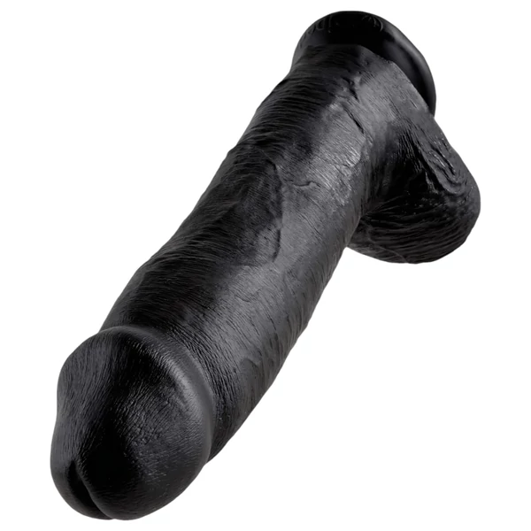 King Cock 12 herés nagy dildó (30 cm, fekete)
