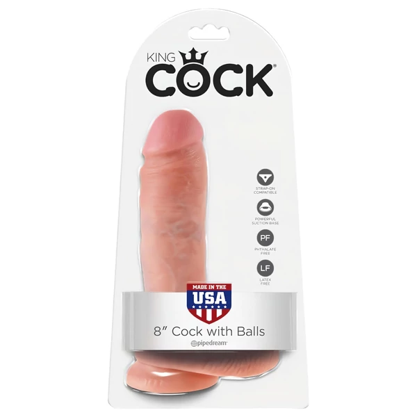 King Cock 8 herés dildó (20 cm, natúr)