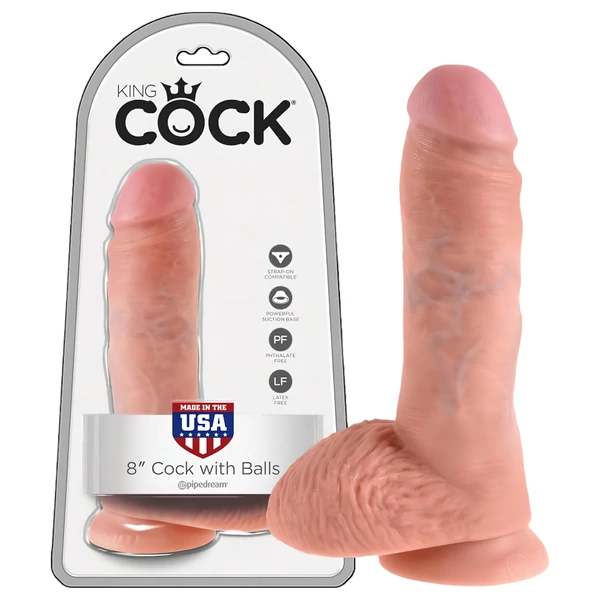 King Cock 8 herés dildó (20 cm, natúr)