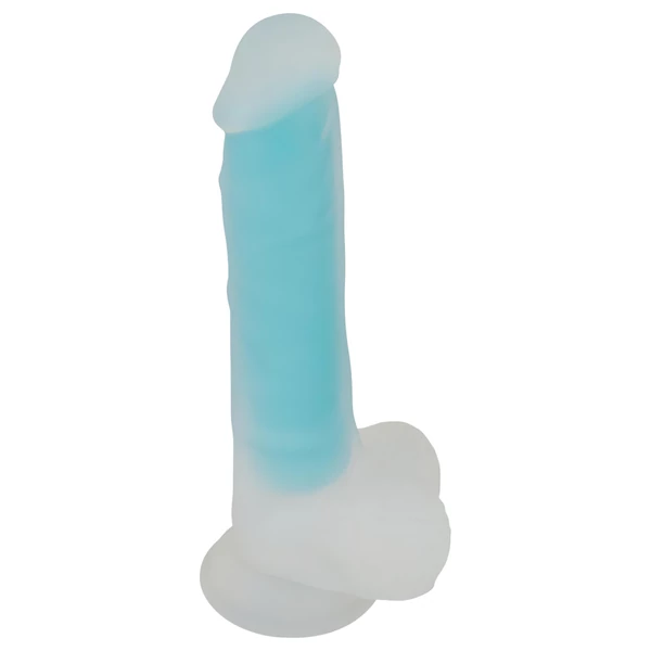 You2Toys Glow in the Dark - tapadókorongos, világító dildó (kék)