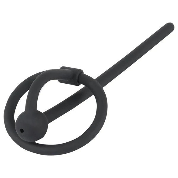You2Toys - Penisplug - szilikon makkgyűrű üreges dilátorrall (fekete)