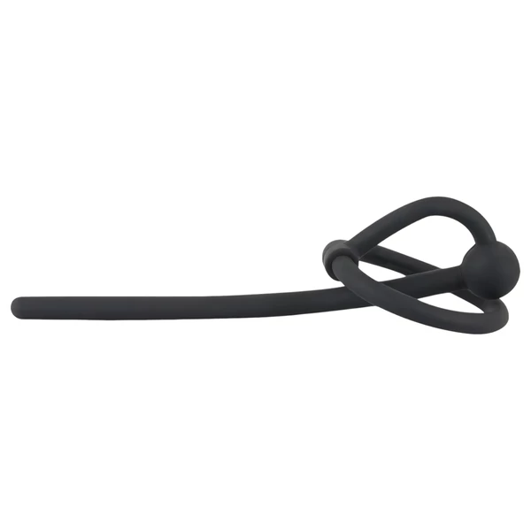 You2Toys - Penisplug - szilikon makkgyűrű üreges dilátorrall (fekete)